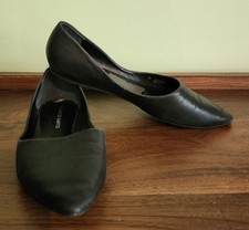 Sarto By Franco Sarto Women Tracy Leather Flats Sz 8 M Black Point Toe