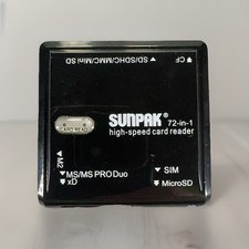 Sunpak 72-in-1 High-Speed Card Reader Built In USB 2.0 Self Storage Plug TESTED