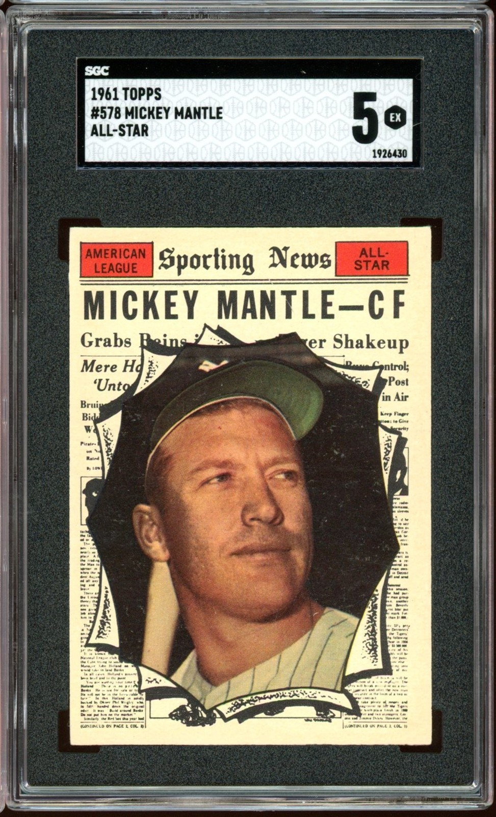 1961 Topps Baseball #578 Mickey Mantle SGC 5