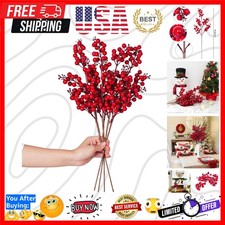 4 Pack Artificial Red Berry Stems Clearance - 19.5 Inch Christmas Holly Berry...