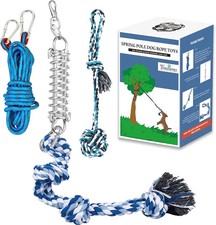 Spring Pole Dog Rope Toys: Dog Rope Pull  Tug of War Toy with a Big Kit...