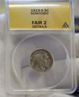 1919 S US Buffalo Nickel 5c ANACS Fair 2 Details Scratched