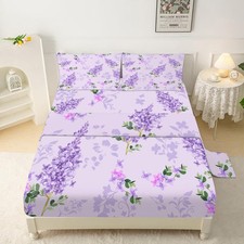 Floral Sheets Sets Queen Size 4 Pcs Flower Fitted Sheets Bedding for Girls Pu...