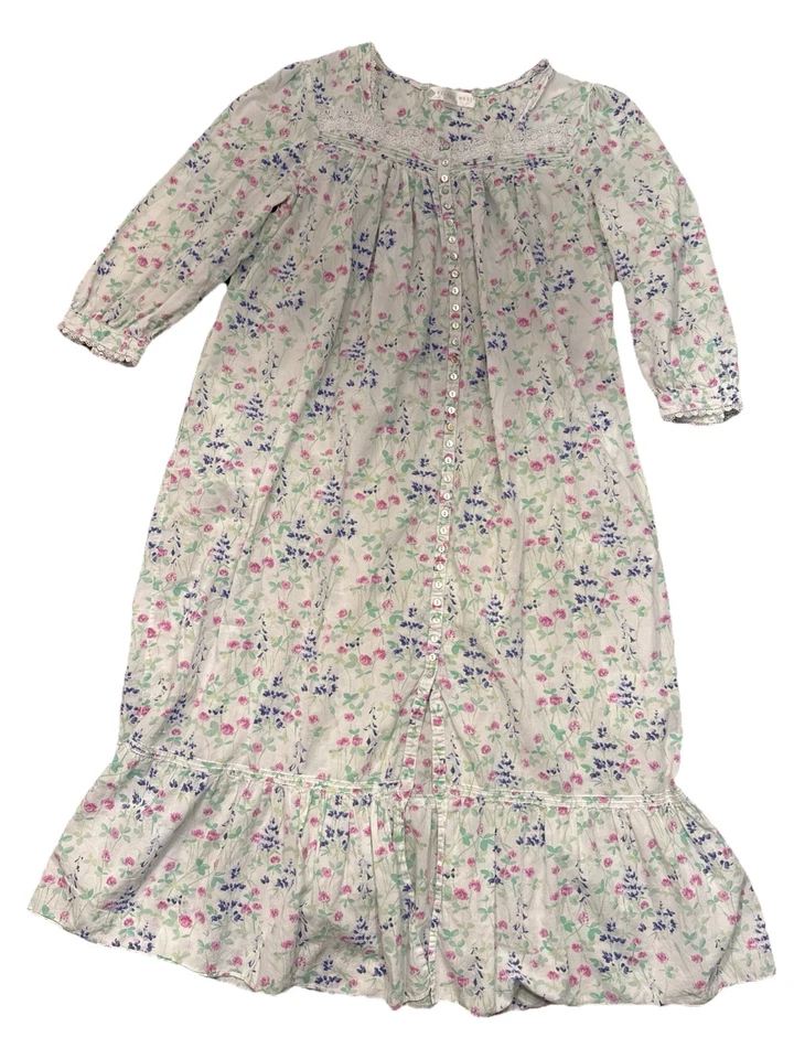 Women’s Eileen West Red Clover Cotton Lawn Robe And Nightgown Set M - Image 2 of 4