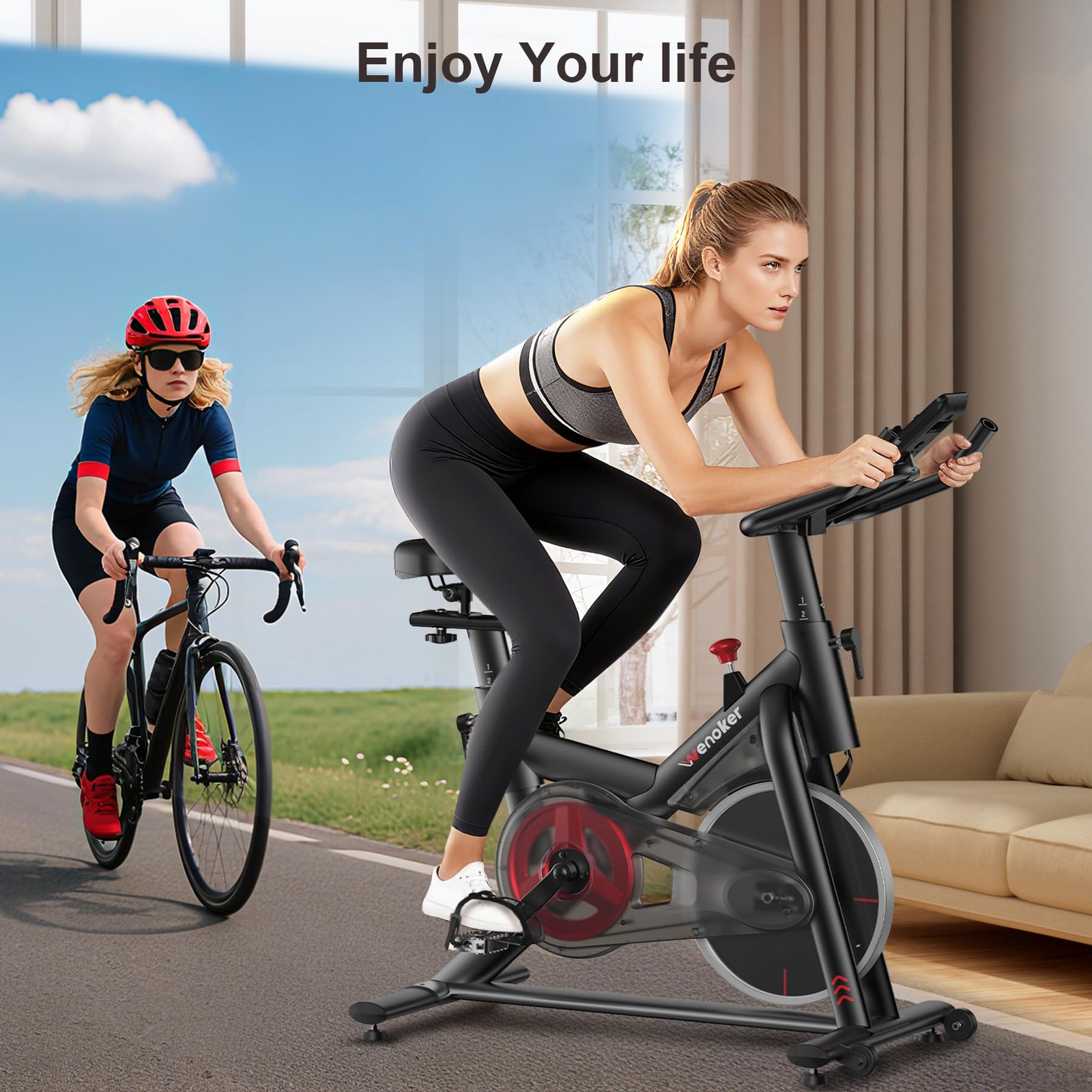 Wenoker Exercise Bike for Home – 350LB Indoor Cycling Bike, Silent Stationary...