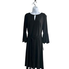 Lauren Ralph Lauren Dress Black Midi Belted Size 10 Office Cocktail Classic NWT