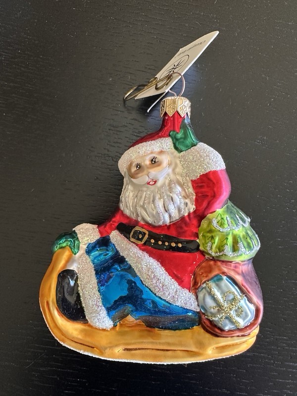 CHRISTOPHER RADKO 1995 SANTA SLEIGHRIDE SLED 4.5" RARE CHRISTMAS ORNAMENT