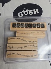 Retired 2007 Stampin' Up Wood Stamp Set "Stem Sayings" Birthday Scrapbooking