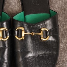 LNWOB RECENT Gucci Made Italy 604075 Black Leather Horsebit Princetown Mules 9