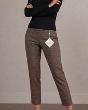 Tahari Women’s Size 4 Plaid Dress Pants Trousers Brown Glen Plaid Arctic Wash