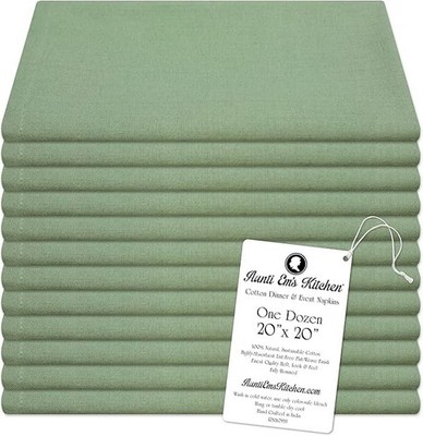 Sage Grn Chambray 100% Cotton Napkin, 20''x20'', Dinner, Event, Wedding, Set of 12