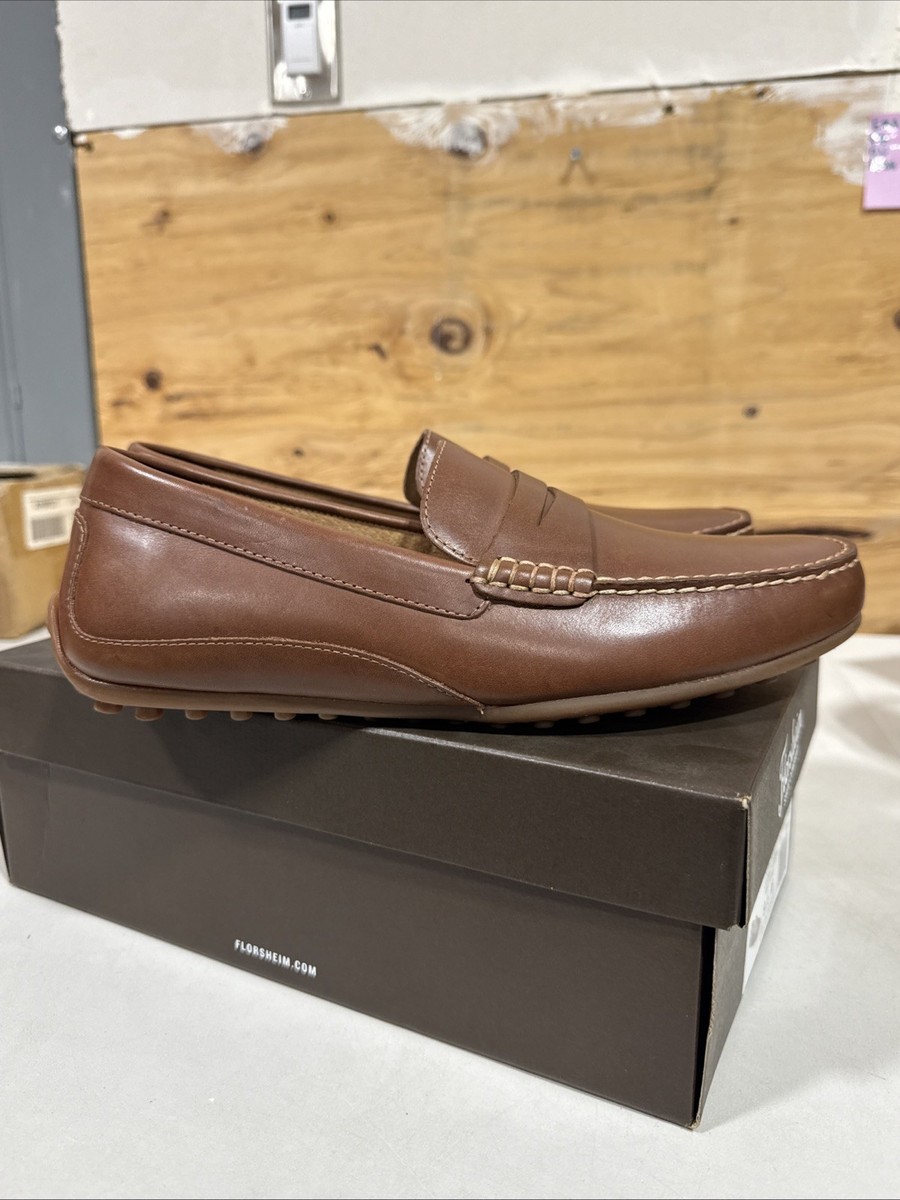 Florsheim Driver Men 9.5 Loafers Oval Penny Brown Leather  display picture 3