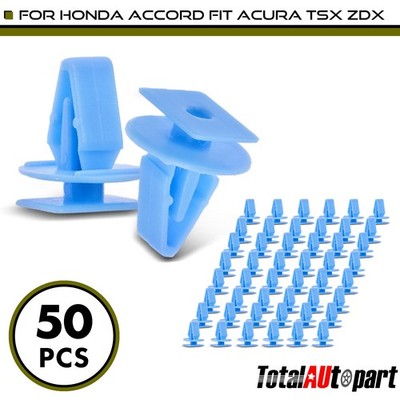 50Pcs 8mm Nylon Blue Cowl Vent Retainer Fastener Clip for Honda Accord Fit Acura