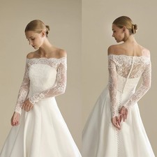 Off Shoulder Bolero Topper Jacket for Bride Wedding Accessories Long Sleeves