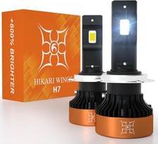 Hikari H7 LED Light Bulbs 55W 50000 Lumens 6000K Cool White Pair IP68