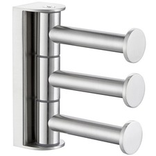 Brushed Nickel Swivel Towel Hook SUS304 Stainless Steel Robe Holder 3 Arm