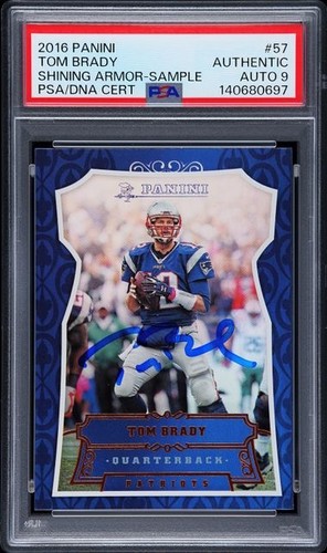 TOM BRADY 2016 PANINI SHINING ARMOR SAMPLE IN PERSON AUTO #57 PSA AUTHENTIC