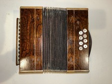 Vintage M.Horner button accordion beautiful antique wood finish Stahl Stimmen