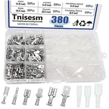 380Pcs Quick Splice 2.8/4.8/6.3mm Male and Female Wire Spade Connector Wire