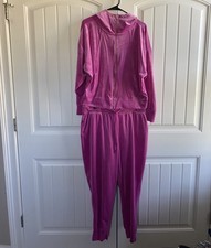 Truth by Republic Womens Velour Zip Hoodie Jogger Set Athleisure, Fuchsia SZ XL