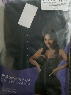Snatched Body Post-Surgery Faja Without Bra S Black Firm Compression Zipper