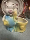 Vintage 1950s Shawnee Pottery Farmer Pig Small Planter 5.5” MCM