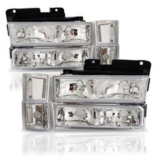 Chrome Headlights Signal Bumper Lamps For 94-99 Chevy Ck 1500 2500 Tahoe