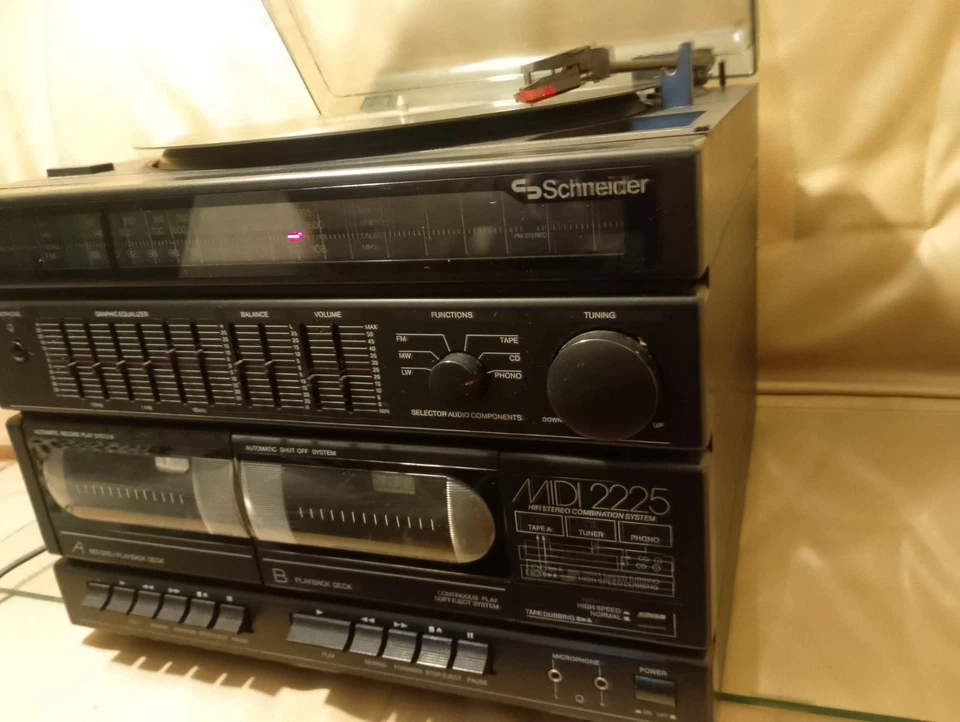Schneider Midi 2225 Stereoanlage RARITÄT 1988 Plattenspieler Doppel Tape Tuner - Bild 3 von 4