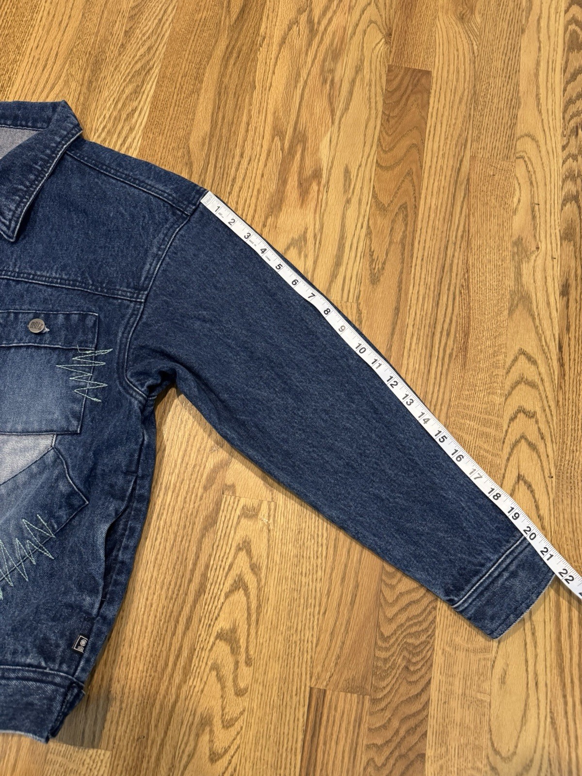 Vintage NOIZ Patchwork Button Up Denim Jacket Wom… - image 6