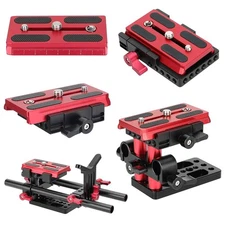 CAMVATE Aluminum Manfrotto Camera QR Plate w Base Clamp & BasePlate &Rod Support