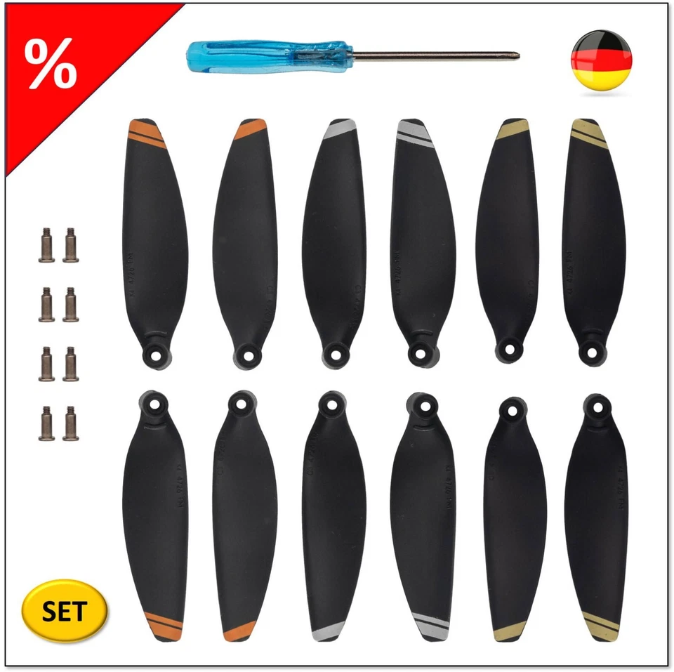 MARKENLOS 1 x Set Propeller für DJI Mavic Mini 2 / 4726FM / Gold / Silber / Orange, 8 Stk.
