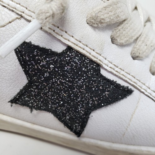 Stylechild Girls Size 3 Sneakers White Black & Silver Blue Glitter Star - Picture 12 of 15