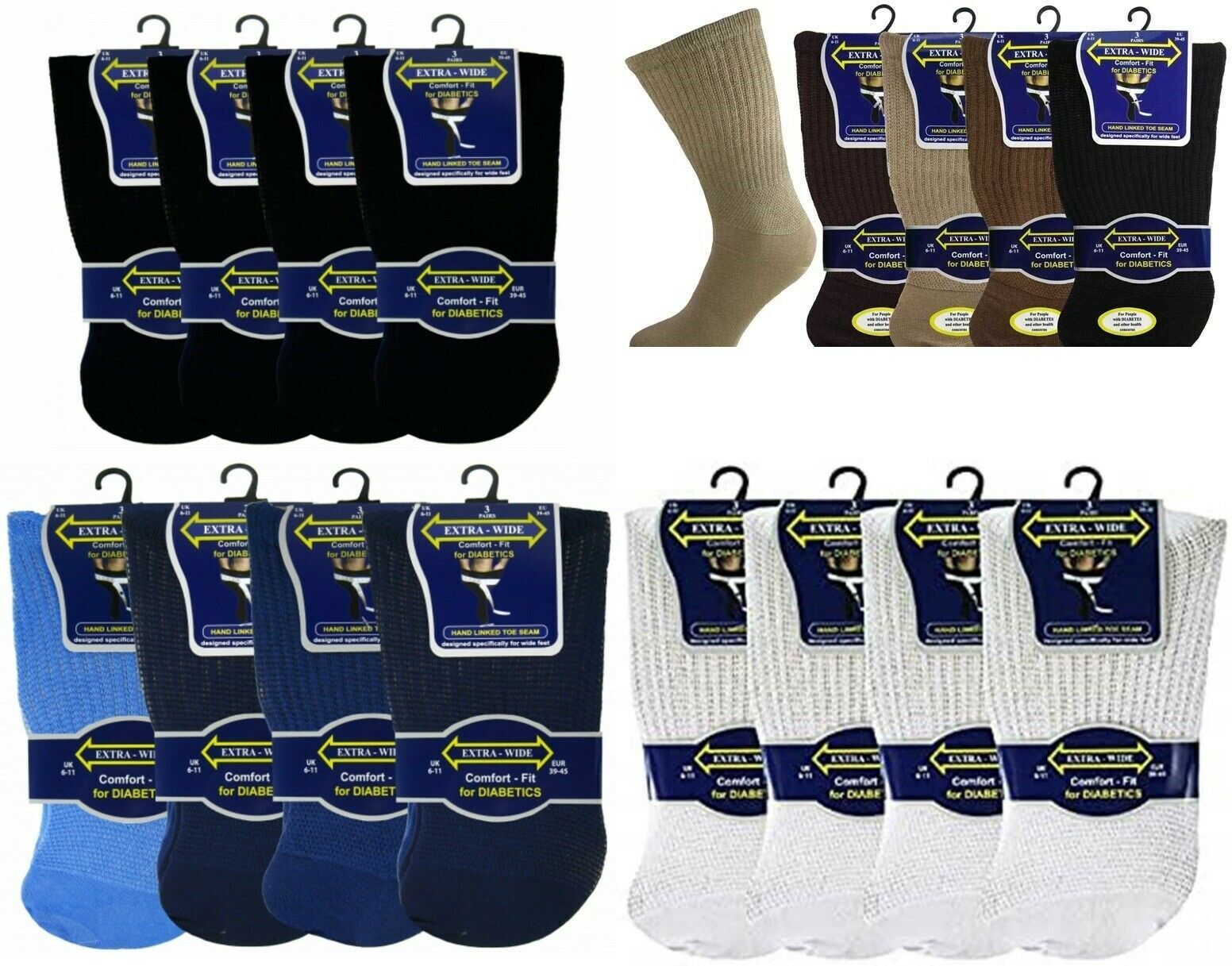 6 PAIRS MENS NONELASTIC SOCKS EXTRA WIDE SOFT TOP EASY GRIP DIABETIC SIZE 6 11 eBay