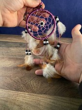 Purple Dream Catcher with Feathers Native American Style 3.5" x 13"