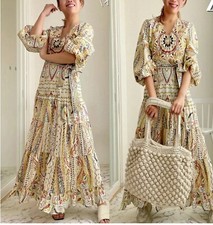 ZARA PRINTED MIDI DRESS V-NECK LONG SLEEVES NEW SS22 SIZE XS REF. 3327/684