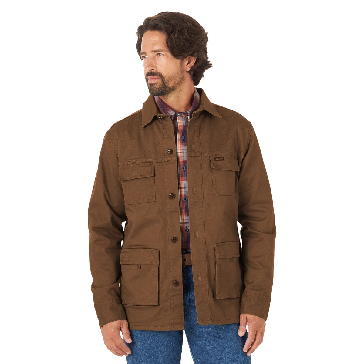 Wrangler Men s Quilted Yoke Chore Monks Robe Brown Jacket