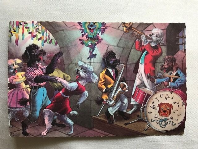 Vintage Alfred Mainzer Postcard with Dogs Printed in Belgium