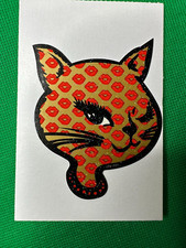 CAT HEAD - GOLD w/KISSES VINTAGE (1997) Prismatic Vending Machine Sticker