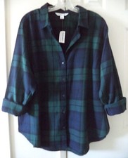 Classic Fit Emerald Forest Green Blue Black Plaid Cotton Flannel Shirt 2X 3X 4X