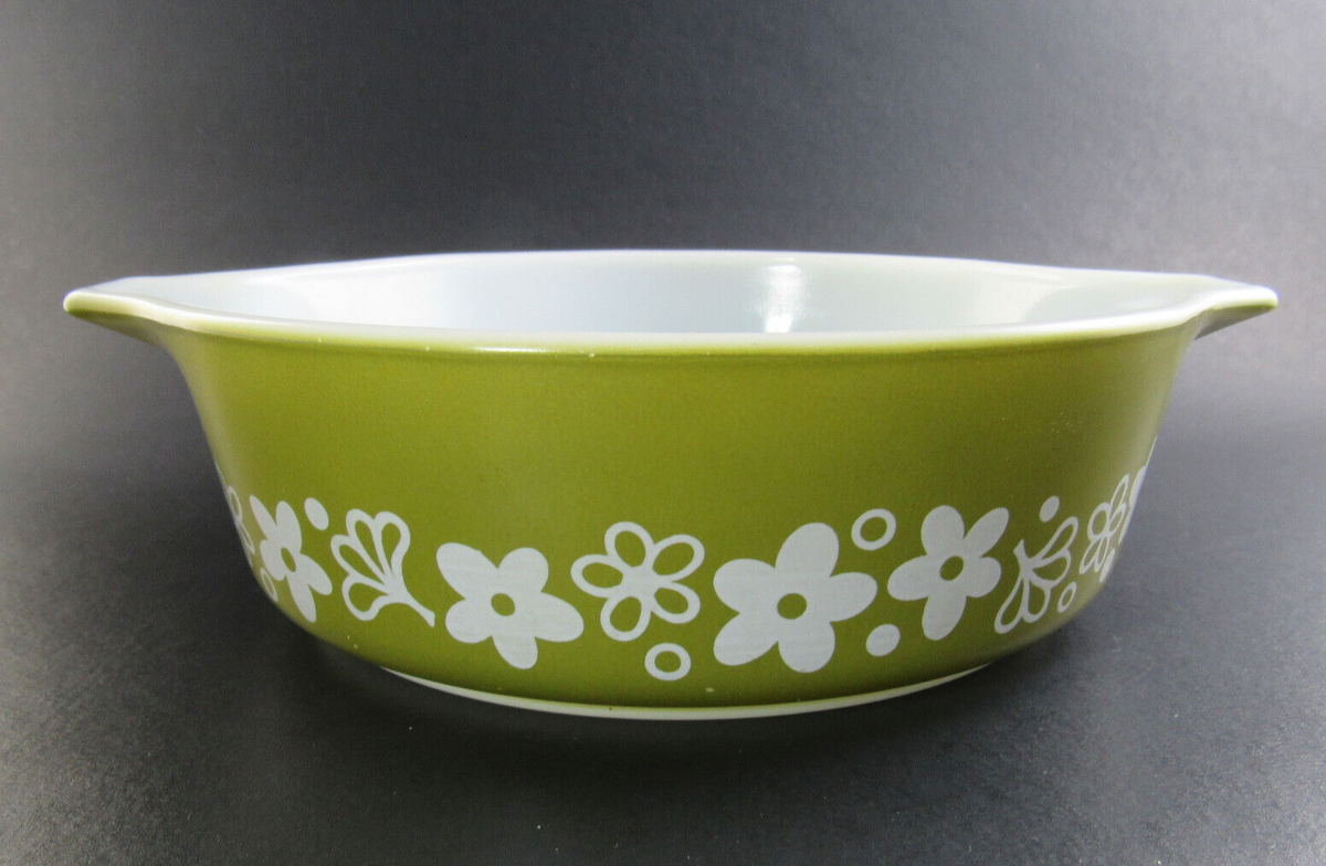 Vintage PYREX 471-B 500ML Green Crazy Daisy Spring Blossom