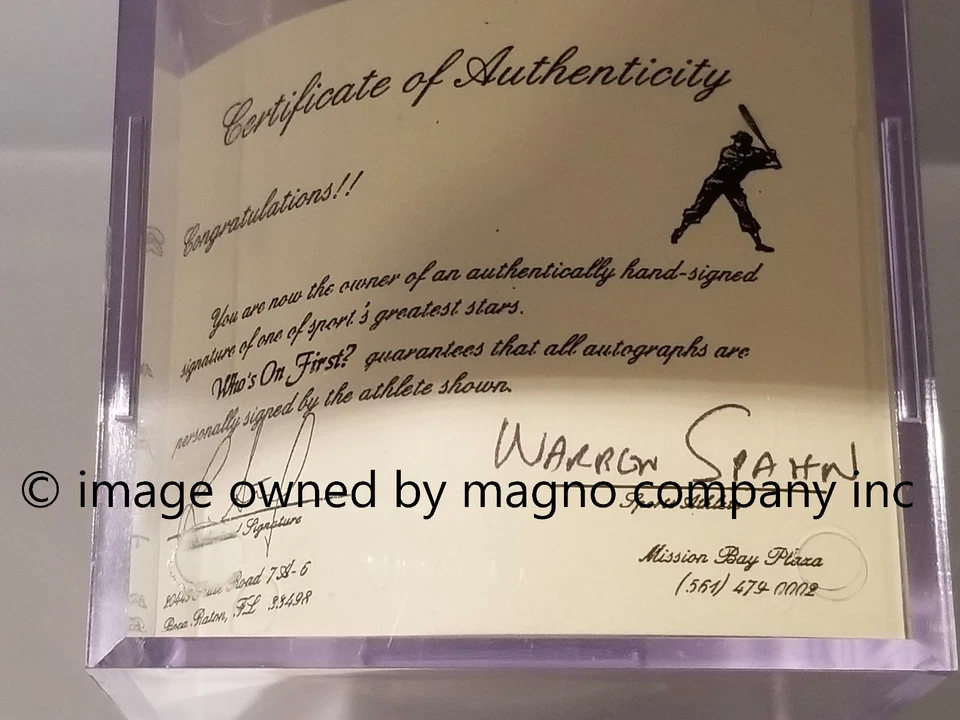 Warren Spahn 363 Wins Autographed Baseball with COA - Image 2 of 3