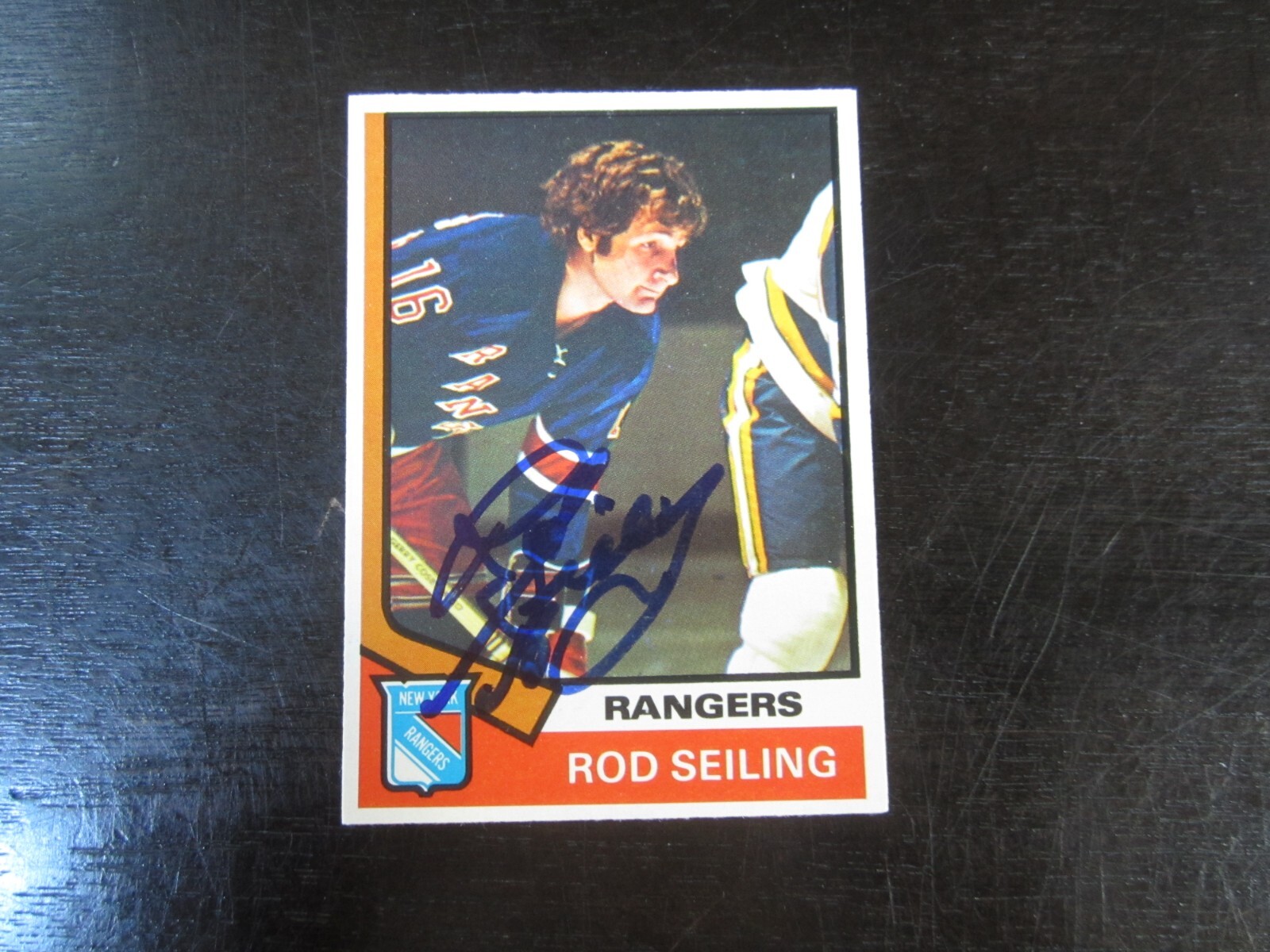1974-75 O Pee Chee # 102 Rod Seiling Autograph Signed Auto Card (M2) Rangers