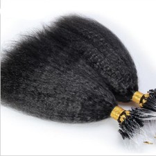Kinky Straight Micro Loop Ring Human Hair Extension Coarse Yaki Micro Beads Hair