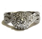 Neil Lane 14k white gold 1.19ct round diamond engagement ring wedding band set — photo 4
