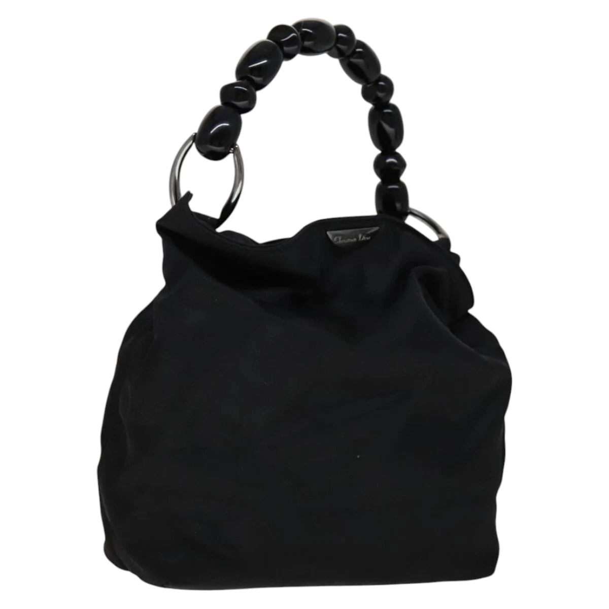 Sac à main Christian Dior Maris perle nylon noir authentique ar133