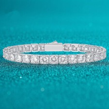 4mm Round Cut MOISSANITE Tennis Wedding Anniversary Bracelet 925 Sterling Silver