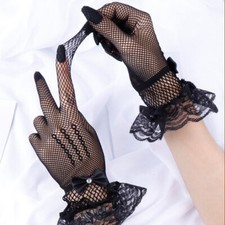 Lace Mesh Gloves Fishnet Full Finger Mittens Bridal Wedding Dress Accessories /