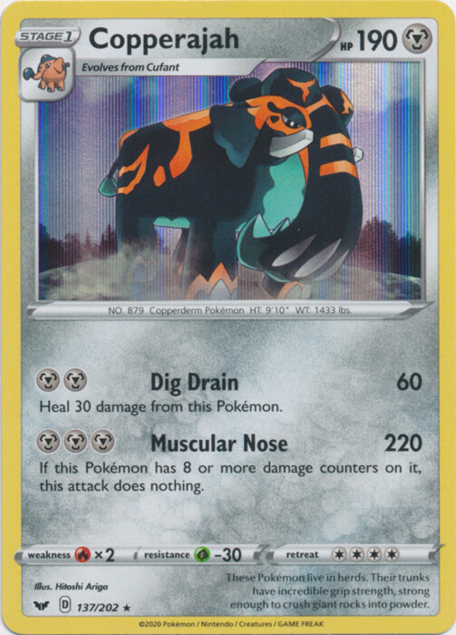 x1 Copperajah - 137/202 - Holo Rare Pokemon SS01 Sword & Shield Base M/NM