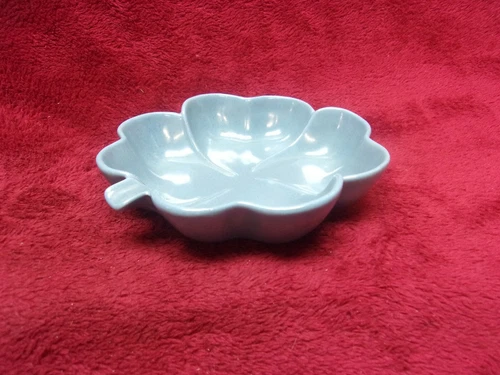 Vintage Frankoma  Pottery #223 4 Leaf Clover Ashtray,  Clay Blue