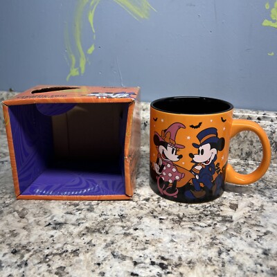 Disney Halloween Mickey & Minnie Mouse In Costume Mug Cup 20 oz Orange  Coffee | eBay